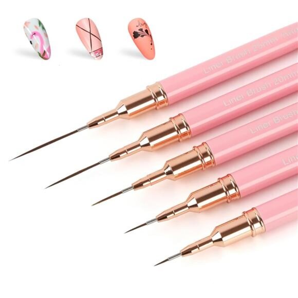 Other - Metallic Nail Art Pens, Liner Brushes Set, 5PCS Pink Color Nail Tools